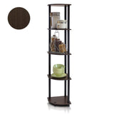 5 Tier Corner Shelf, Dark Brown Grain/Black - Worldwide Prime