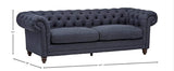 Bradbury Chesterfield Tufted Sofa, 93"W, Navy - Worldwide Prime