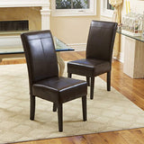 Chocolate Brown T-Stitch Leather Dining Chair, 2-Pack - Worldwide Prime