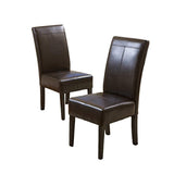 Chocolate Brown T-Stitch Leather Dining Chair, 2-Pack - Worldwide Prime