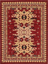 Classic Traditional Geometric Persian Design Area rugs Terracotta 6' x 8' 11 Qashqai Heriz rug - Worldwide Prime