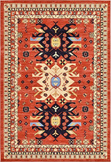 Classic Traditional Geometric Persian Design Area rugs Terracotta 6' x 8' 11 Qashqai Heriz rug - Worldwide Prime