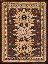 Classic Traditional Geometric Persian Design Area rugs Terracotta 6' x 8' 11 Qashqai Heriz rug - Worldwide Prime