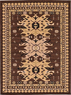 Classic Traditional Geometric Persian Design Area rugs Terracotta 6' x 8' 11 Qashqai Heriz rug - Worldwide Prime