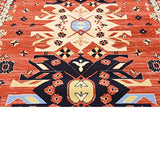 Classic Traditional Geometric Persian Design Area rugs Terracotta 6' x 8' 11 Qashqai Heriz rug - Worldwide Prime