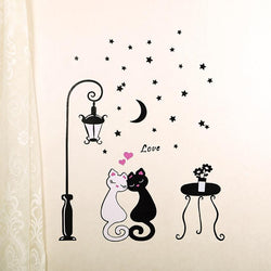 Cute Cartoon Couple Cat Flower Vine 3D Wallpaper - Worldwide Prime