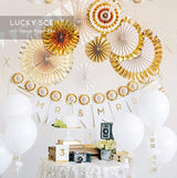 Gold Paper Fan Flower Hanging Banner for Party Decorations 8pcs/Pack - Worldwide Prime