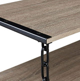 Rectangular Coffee Table with Chain Metal Frame - Rustic Industrial Style (Oak) - Worldwide Prime