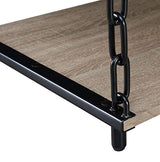 Rectangular Coffee Table with Chain Metal Frame - Rustic Industrial Style (Oak) - Worldwide Prime