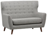 Rivet Hawthorne Mid-Century Tufted Modern Settee, 57"W, Silver - Worldwide Prime