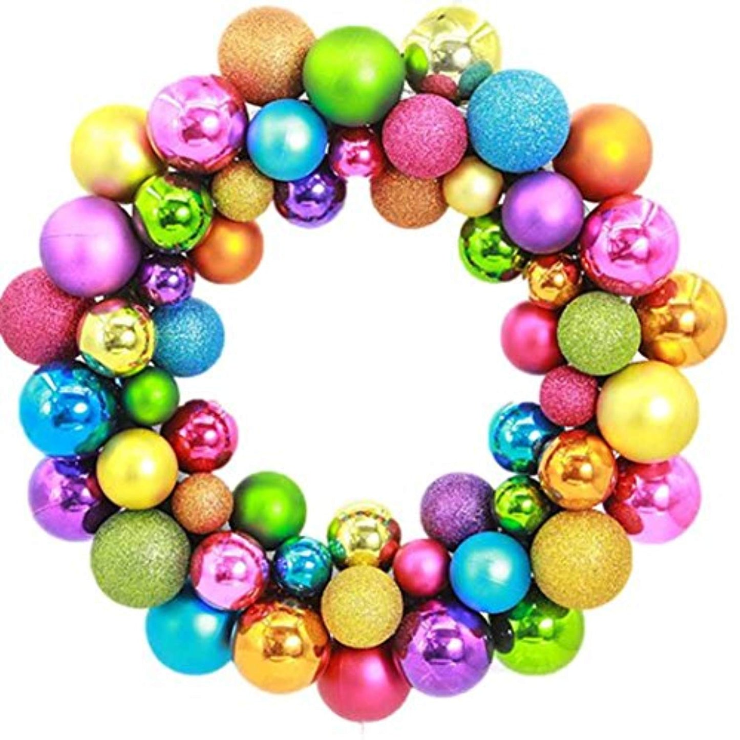 Todaies Christmas 55 Balls Wreath Door Wall Ornament Garland Decoration - Worldwide Prime