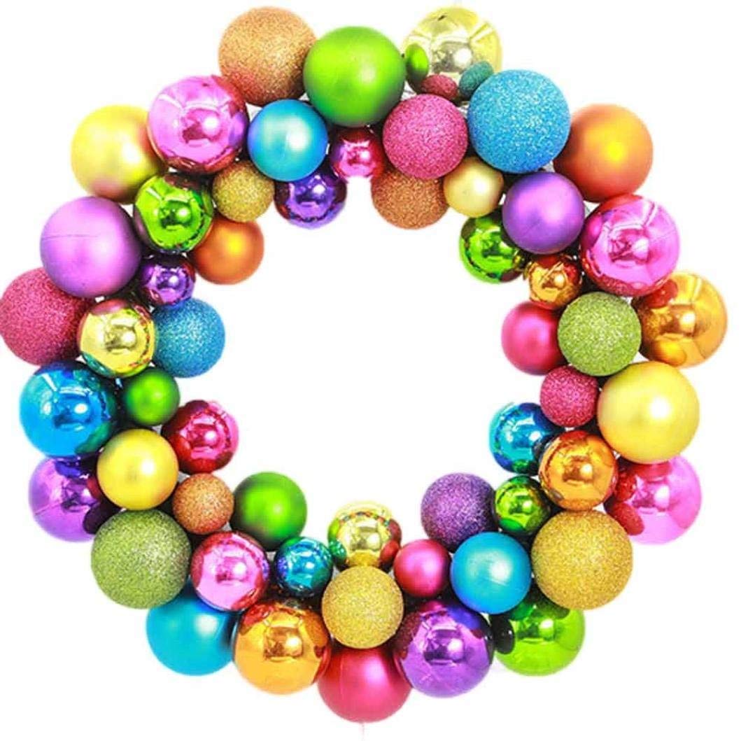 Todaies Christmas 55 Balls Wreath Door Wall Ornament Garland Decoration - Worldwide Prime