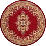 Traditional Burgundy 8' Feet Round Mashad Collection Area rug Perfect for any floor & Carpet - Worldwide Prime