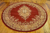 Traditional Burgundy 8' Feet Round Mashad Collection Area rug Perfect for any floor & Carpet - Worldwide Prime