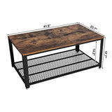 Vintage Coffee Table, Cocktail Table with Storage Shelf for Living Room, Wood Look Accent Furniture with Metal Frame - Worldwide Prime