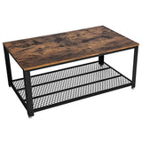 Vintage Coffee Table, Cocktail Table with Storage Shelf for Living Room, Wood Look Accent Furniture with Metal Frame - Worldwide Prime